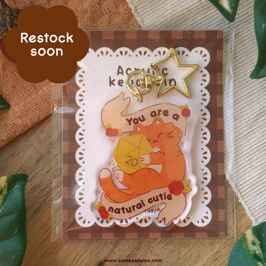 Natural Cutie D20 Cat Acrylic Keychain