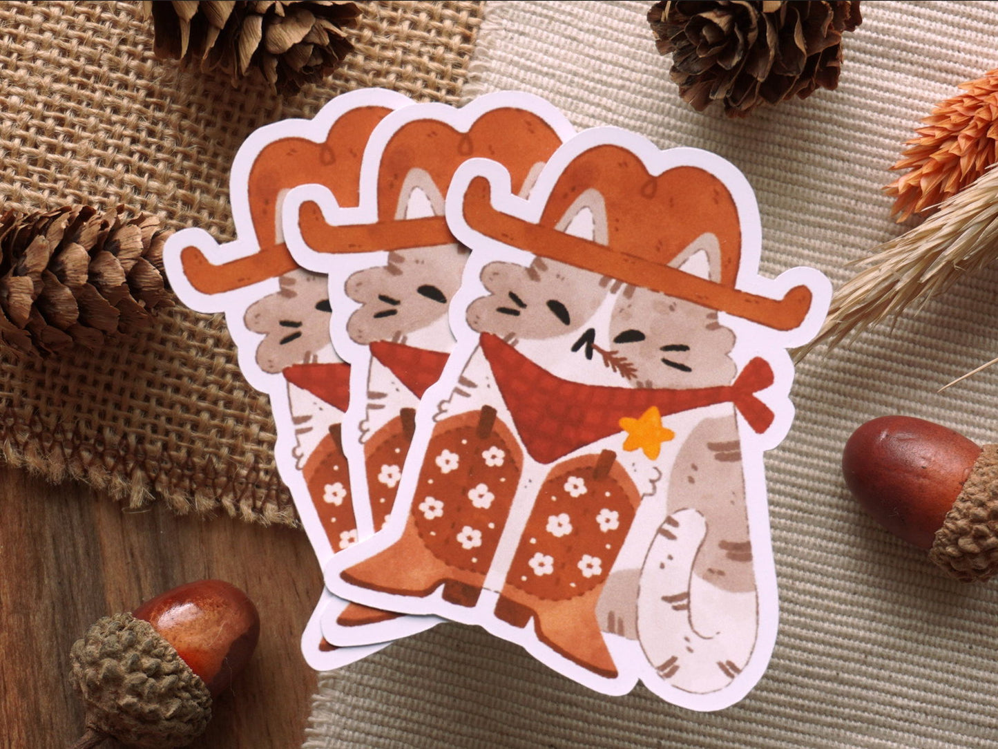 Cowboy Cat Sticker - Bymossypine