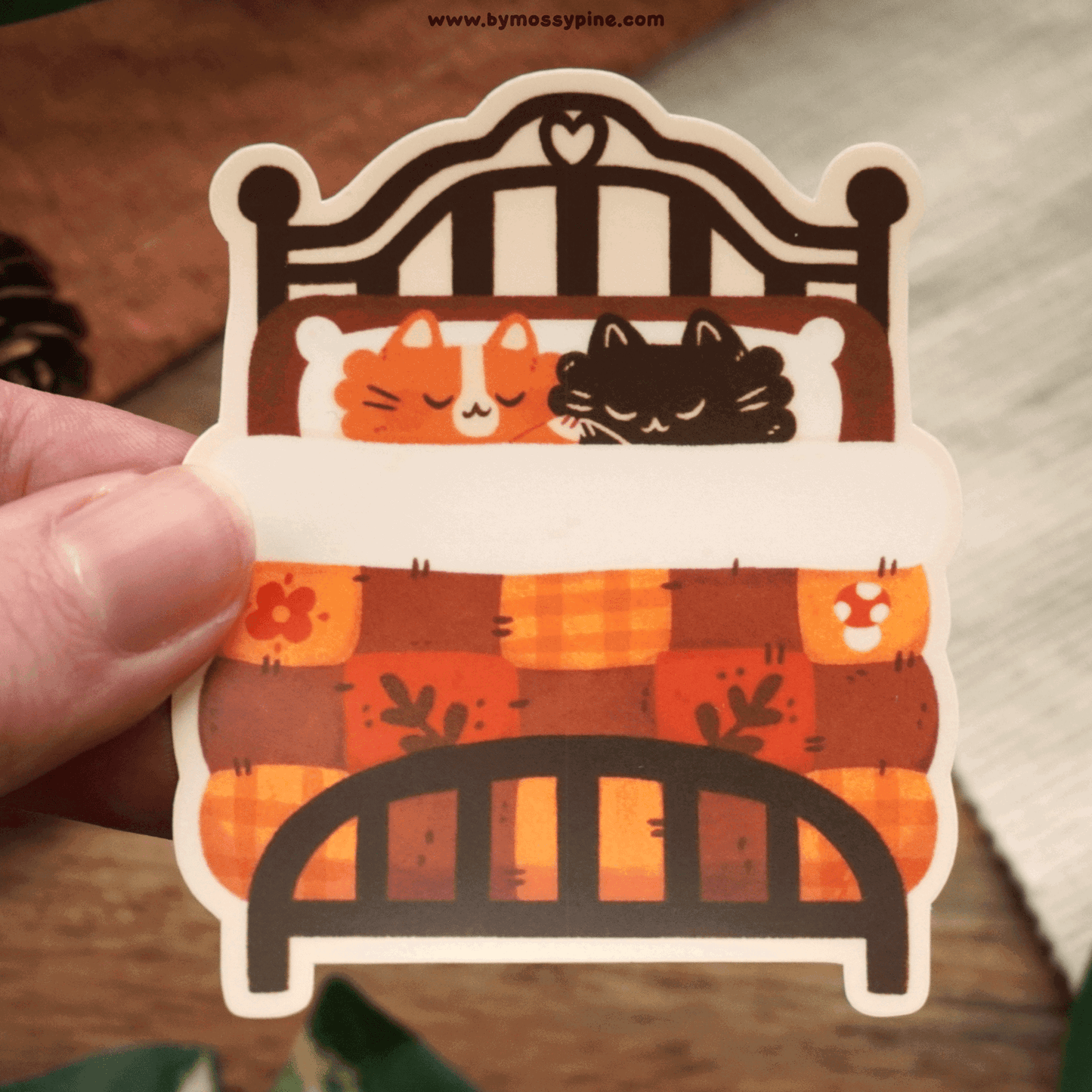 Cozy Bedtime Cats Sticker - Bymossypine