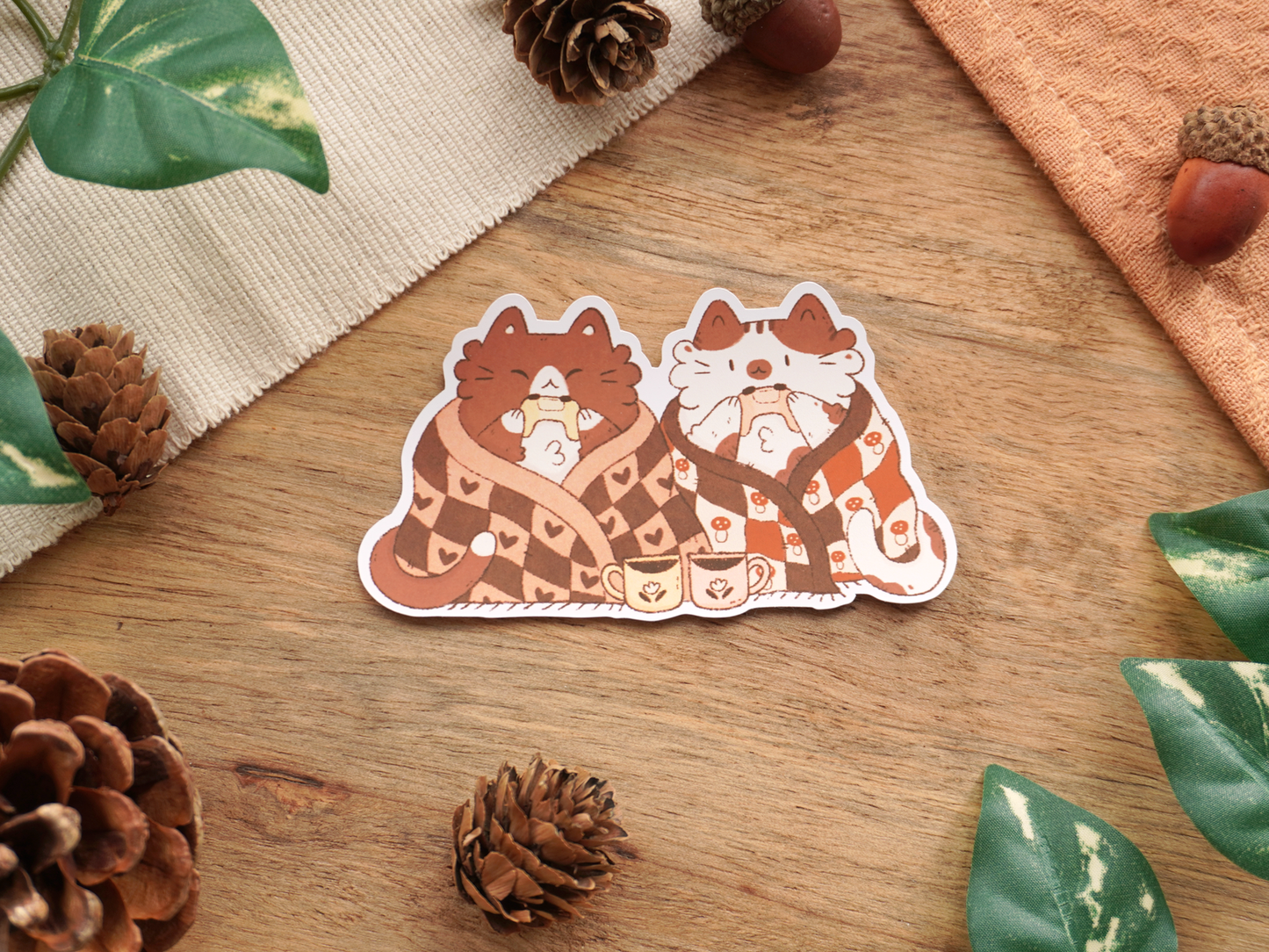 Cozy Blanket Cats Sticker - Bymossypine