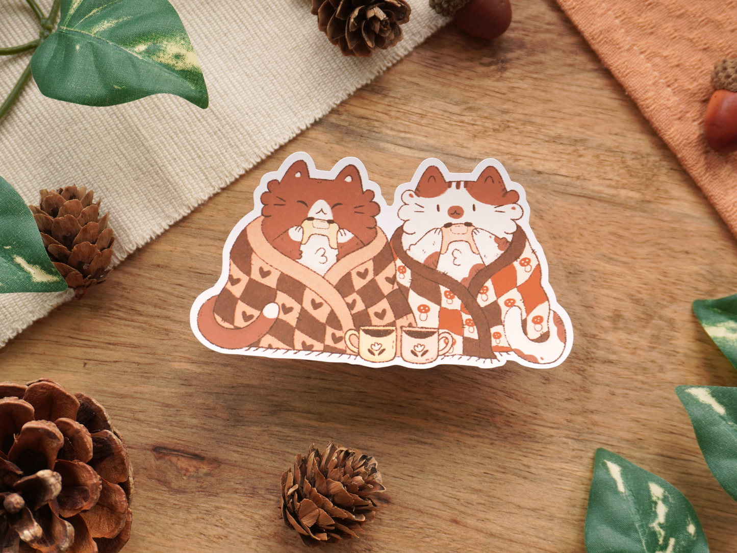 Cozy Blanket Cats Sticker - Bymossypine