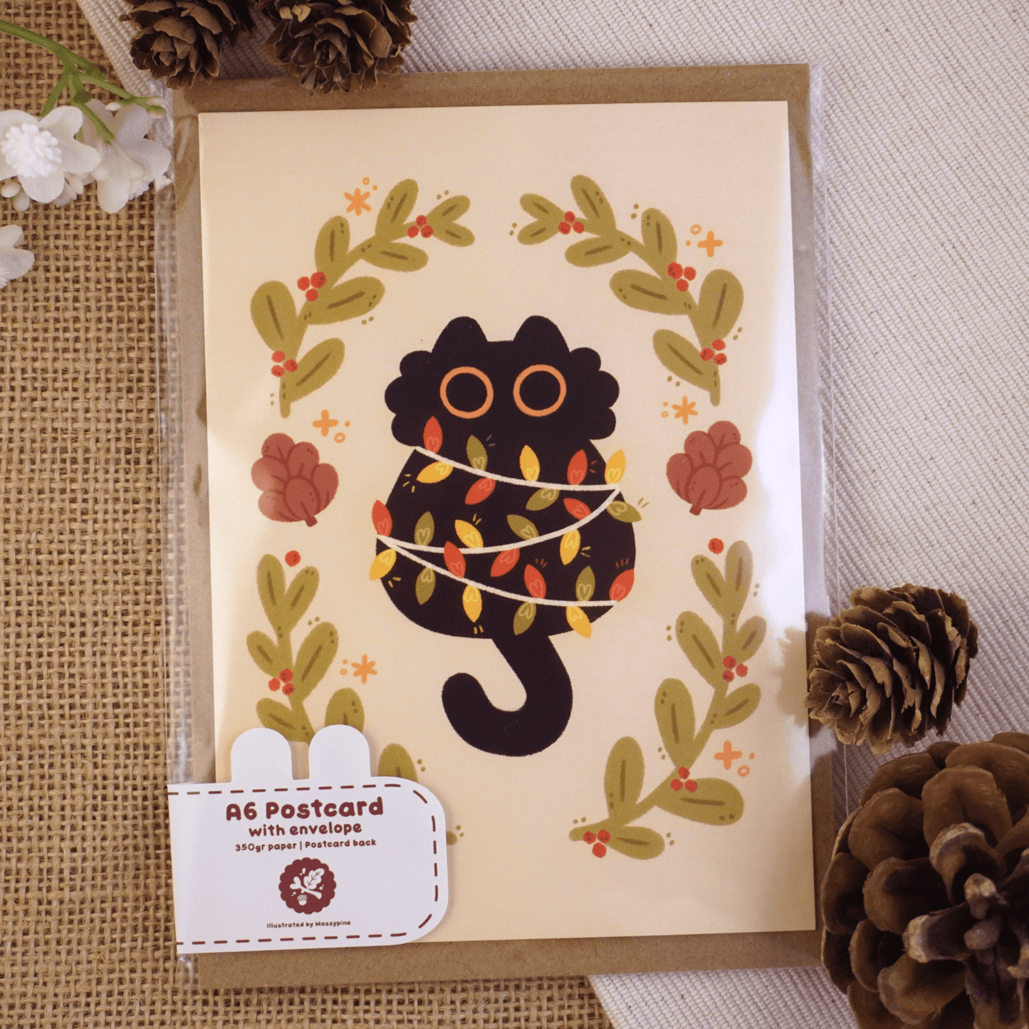 Black Kitty Christmas | Single Postcard