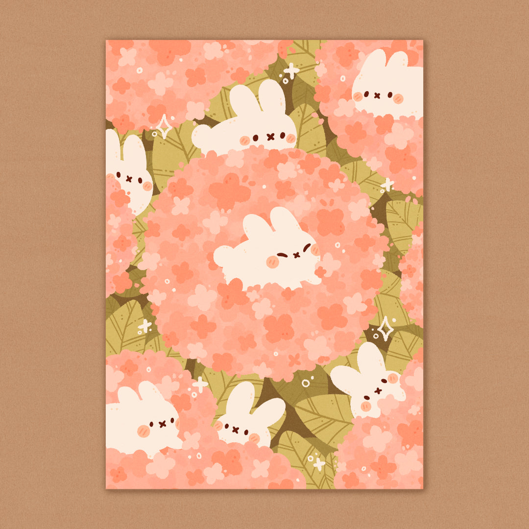 A6 Print Pink Bunnies - Mossy Mail May & June 💌