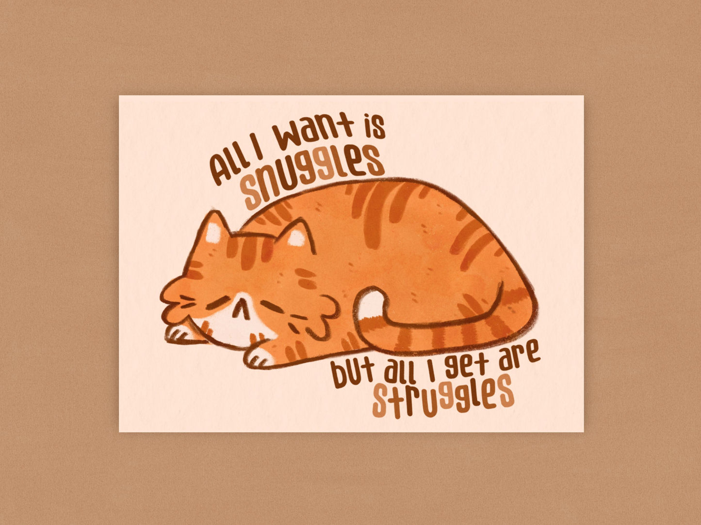 Struggles Cat Art Print