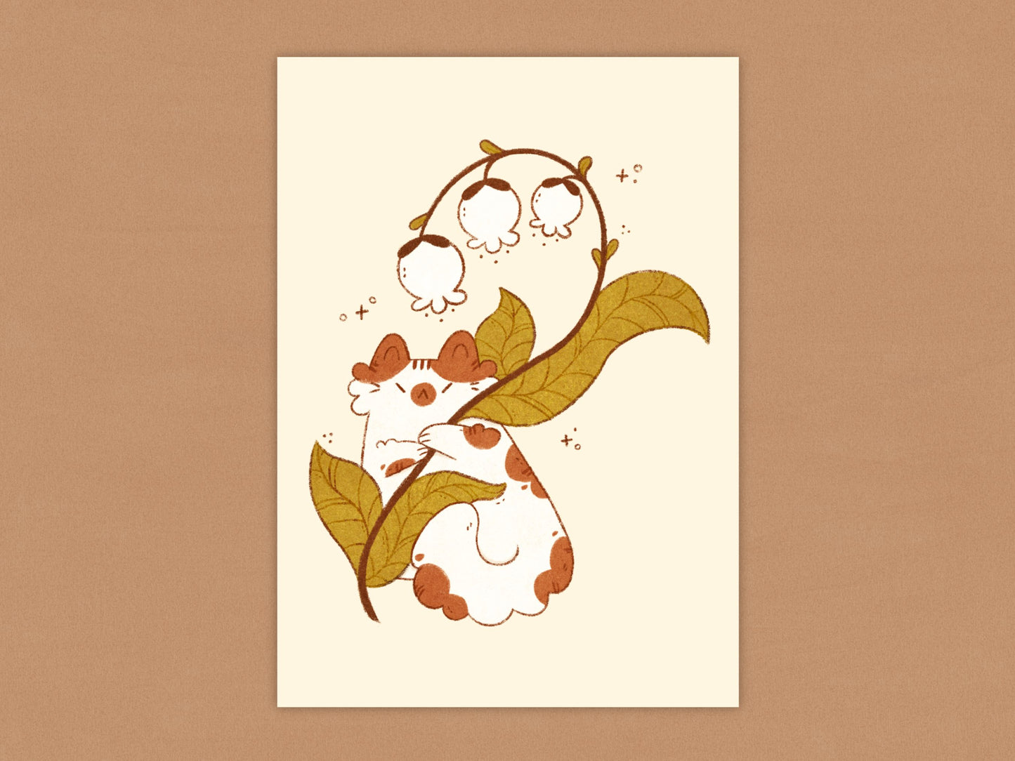 Lily of the Valley Cat Art Print