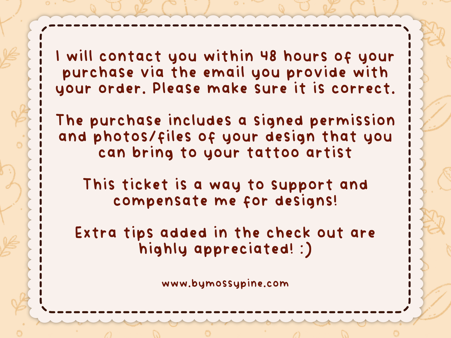 Tattoo Ticket - Single Use Permission Mossypine - Bymossypine