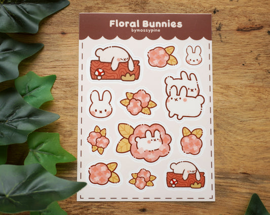 Floral Bunnies Sticker Sheet