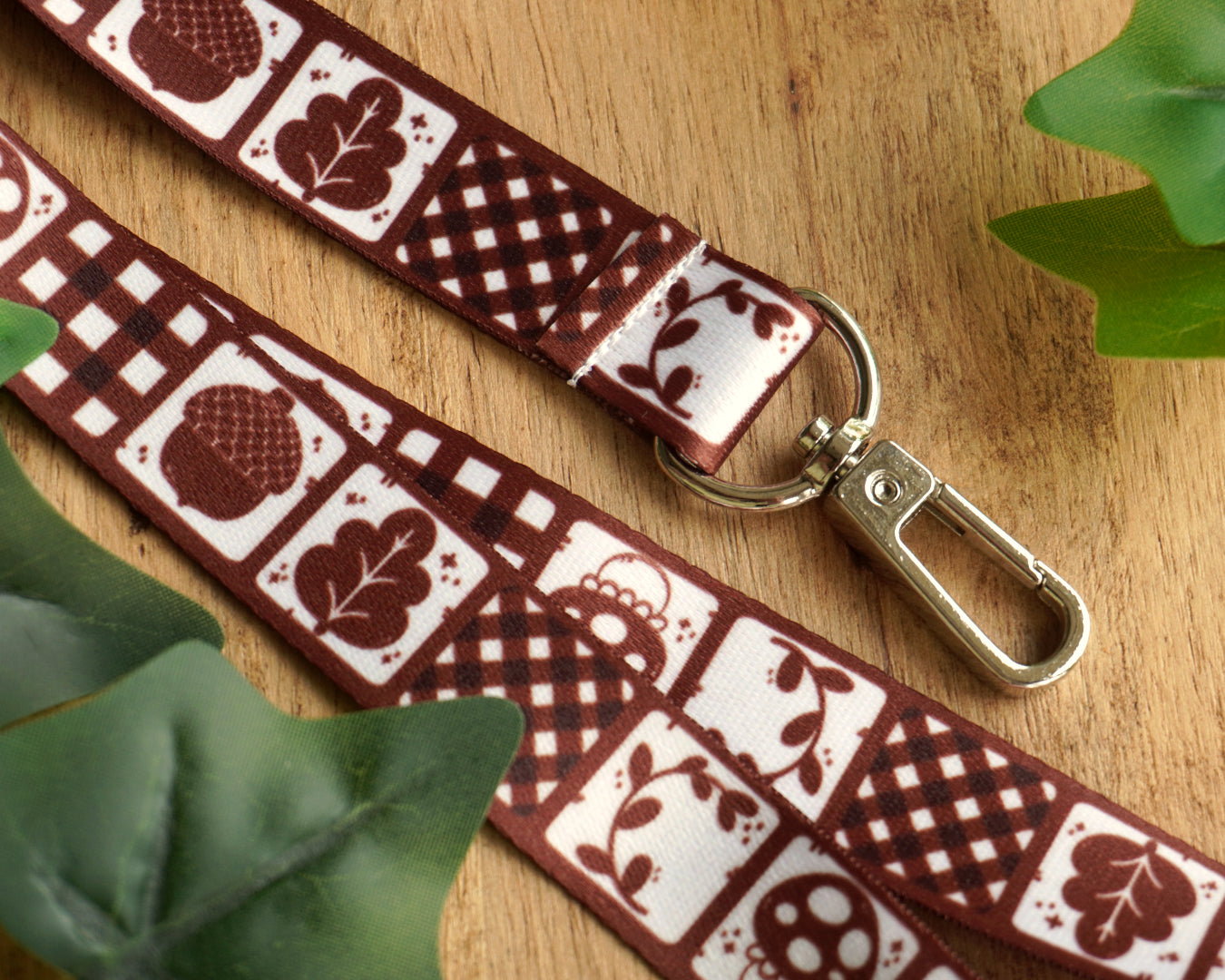 Brown Quilted Pattern Lanyard