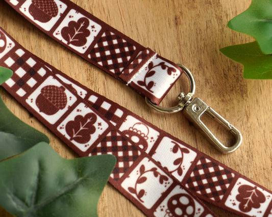 Brown Quilted Pattern Lanyard