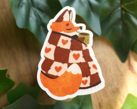 Cozy Blanket Fox Vinyl Sticker