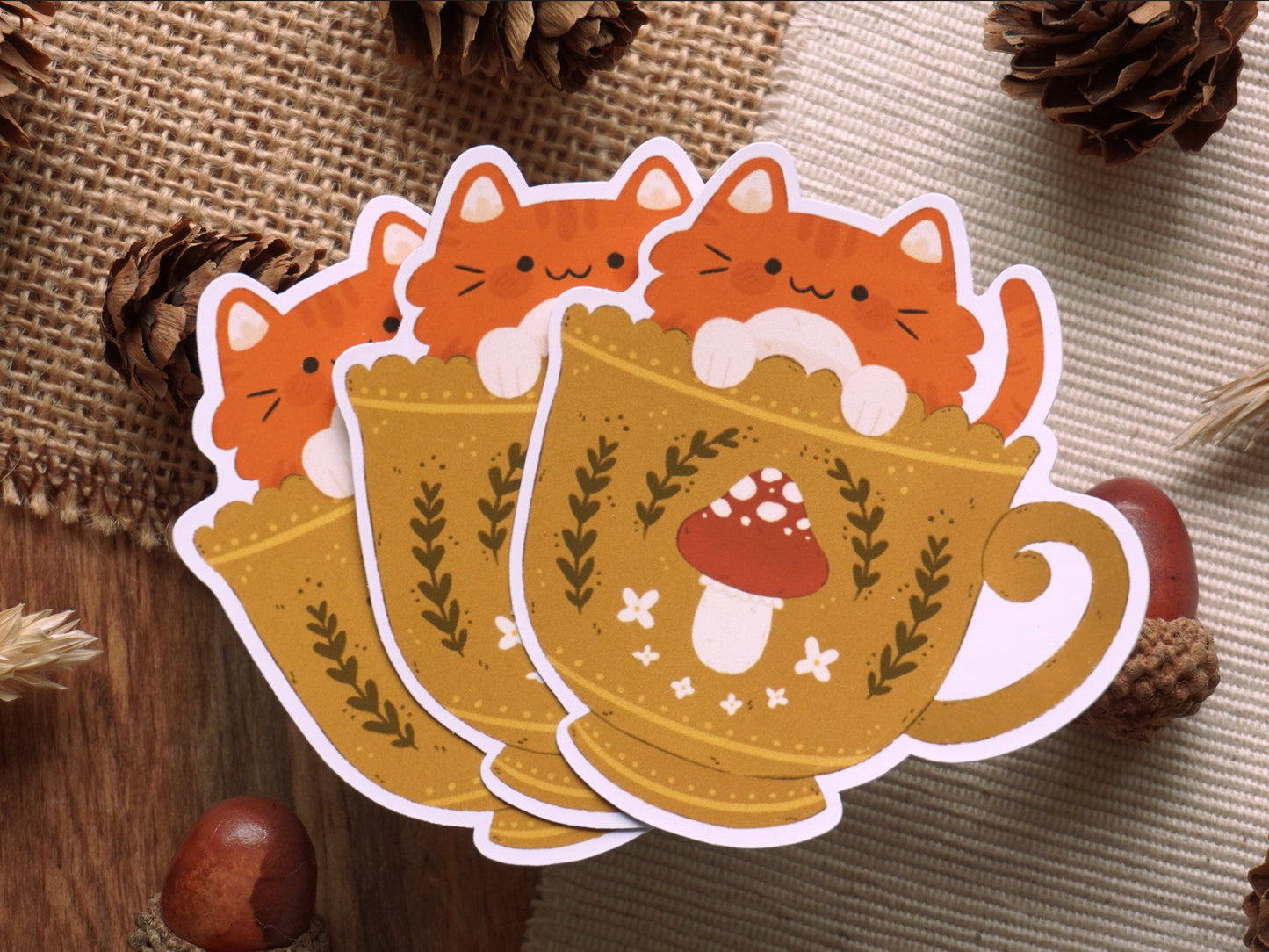 Cat in Tea Cup Sticker
