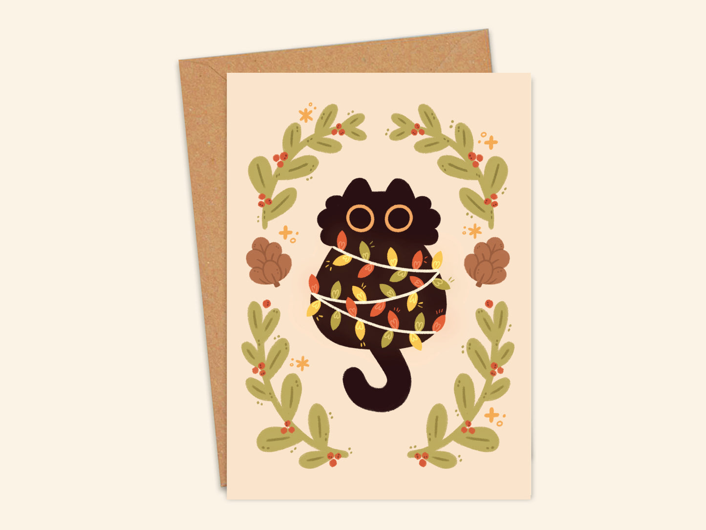 Black Kitty Christmas | Single Postcard