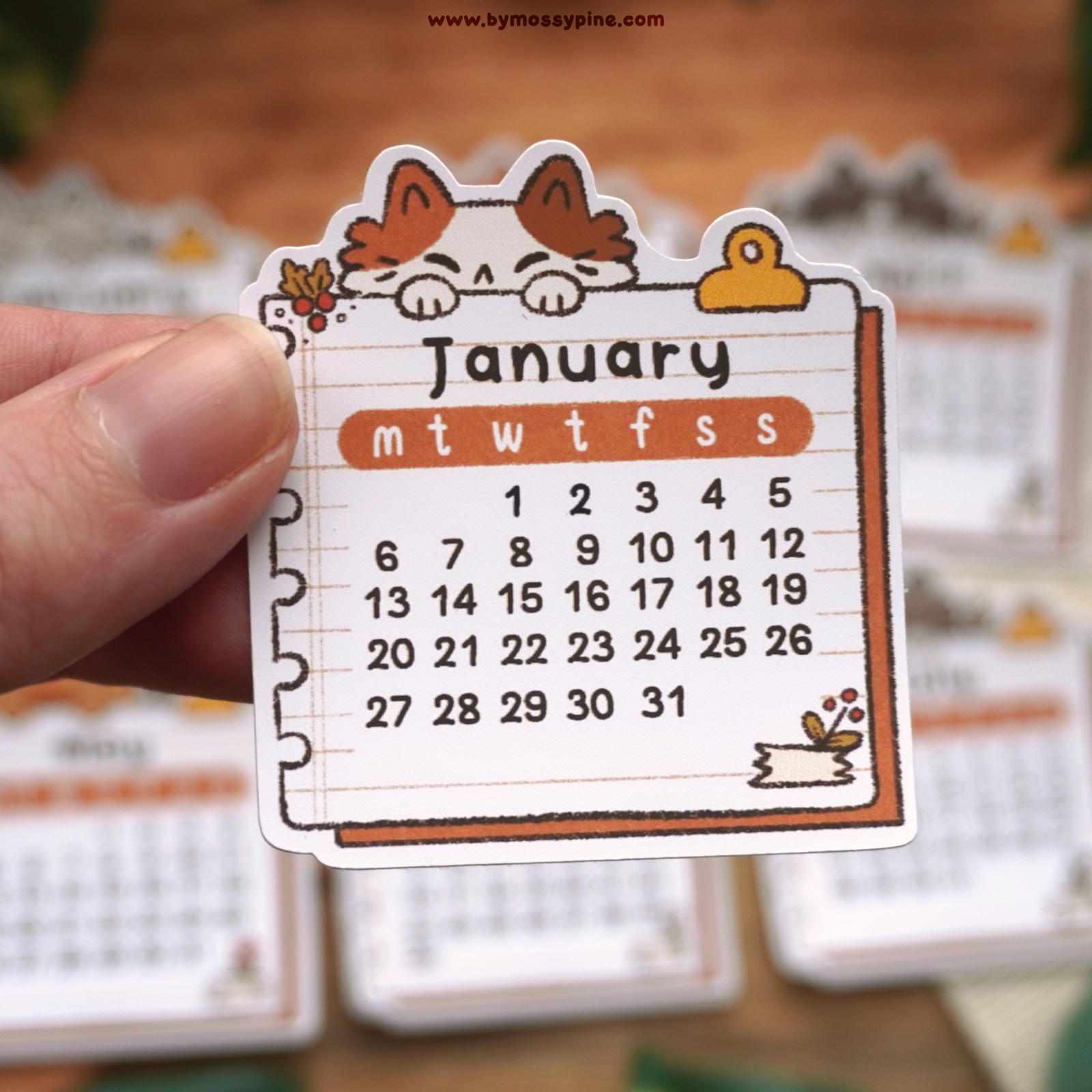 2025 Planner Calendar Cat Stickers - Bymossypine