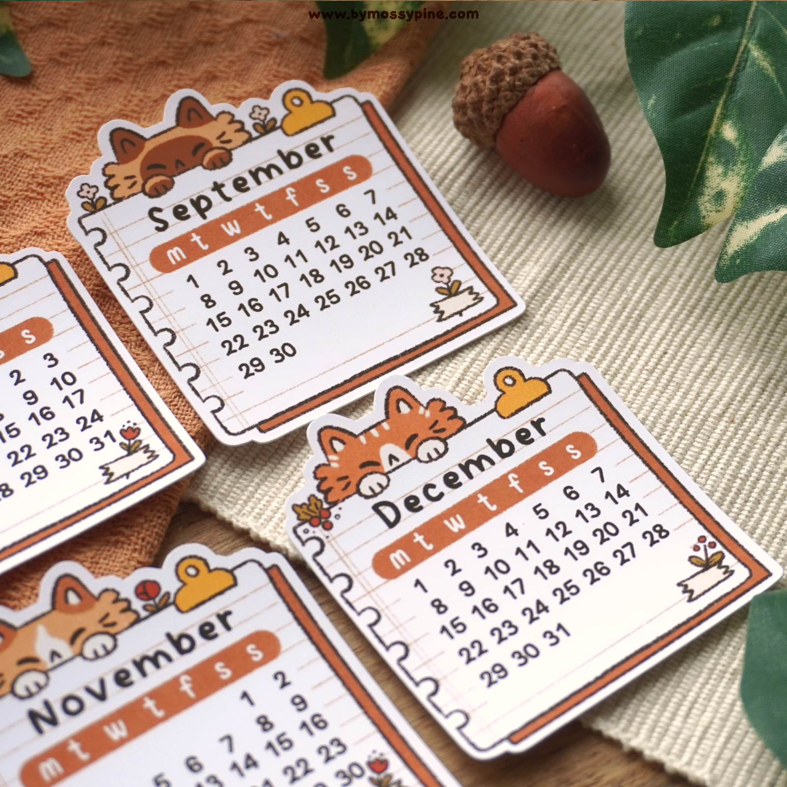 2025 Planner Calendar Cat Stickers - Bymossypine