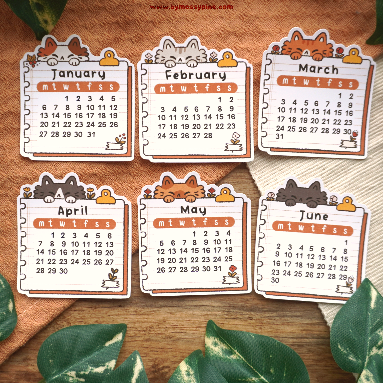 2025 Planner Calendar Cat Stickers - Bymossypine