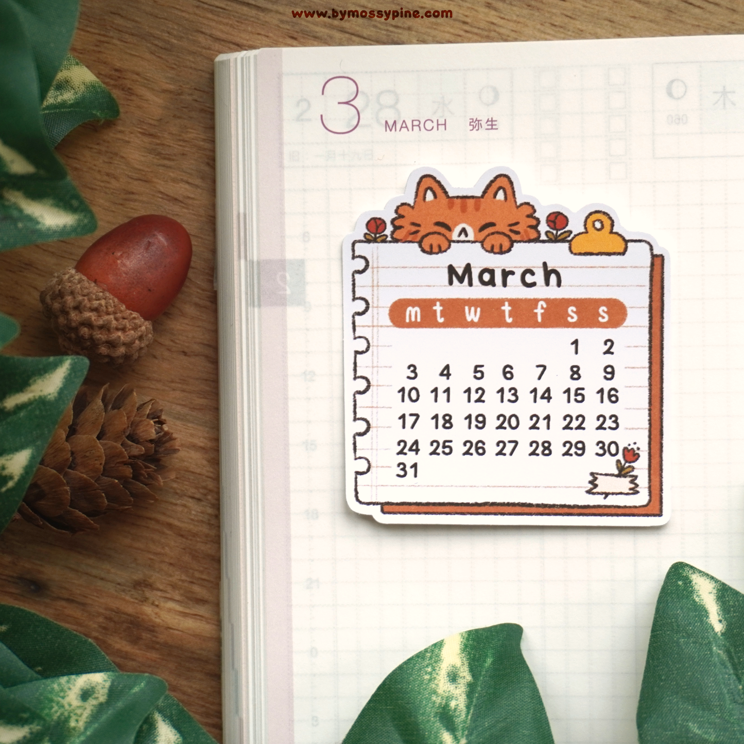 2025 Planner Calendar Cat Stickers - Bymossypine