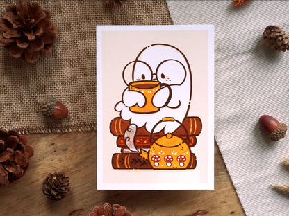 Books & Tea Ghost Art Print - Bymossypine