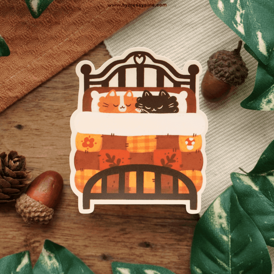 Cozy Bedtime Cats Sticker - Bymossypine