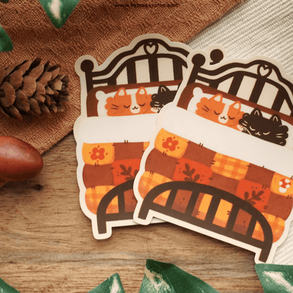 Cozy Bedtime Cats Sticker - Bymossypine