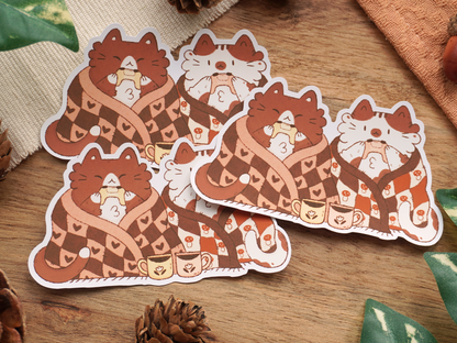 Cozy Blanket Cats Sticker - Bymossypine
