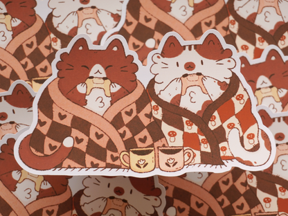 Cozy Blanket Cats Sticker - Bymossypine