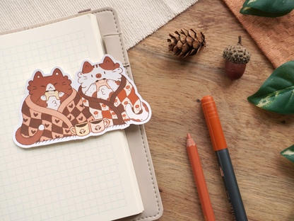 Cozy Blanket Cats Sticker - Bymossypine