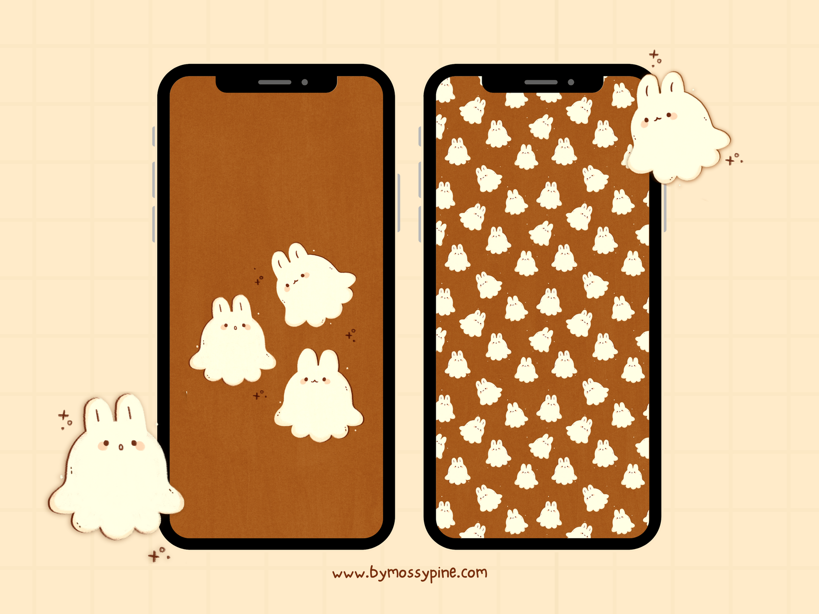 Cozy Spooky Illustrated Phone Wallpapers - Bymossypine