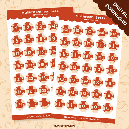 [DIGITAL] Mushroom Journal Stickers - Bymossypine