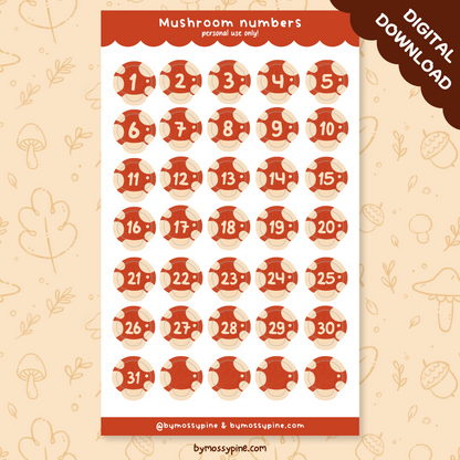 [DIGITAL] Mushroom Journal Stickers - Bymossypine