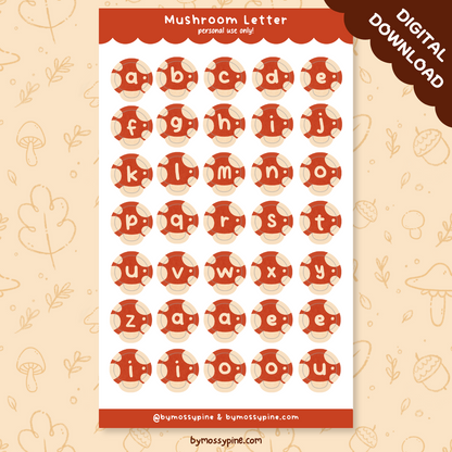 [DIGITAL] Mushroom Journal Stickers - Bymossypine