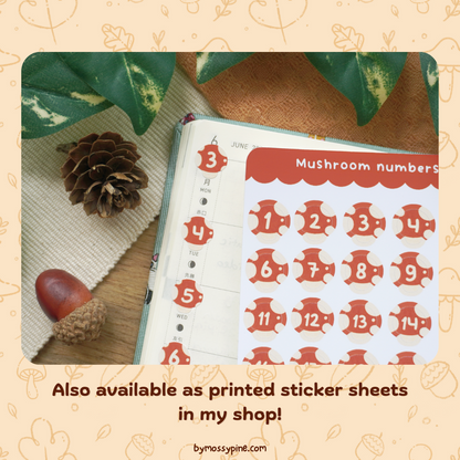 [DIGITAL] Mushroom Journal Stickers - Bymossypine
