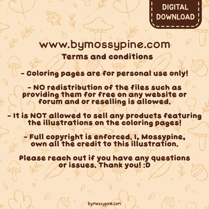 Pumpkin Cats & Tree Log | Printable Cozy Coloring Pages