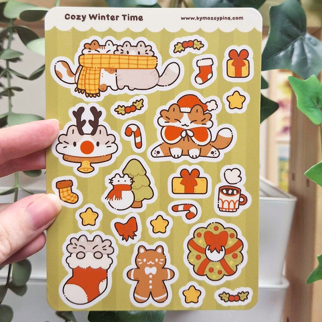 Cozy Winter Time Sticker Sheet | Mossy Mail November & December ❄️