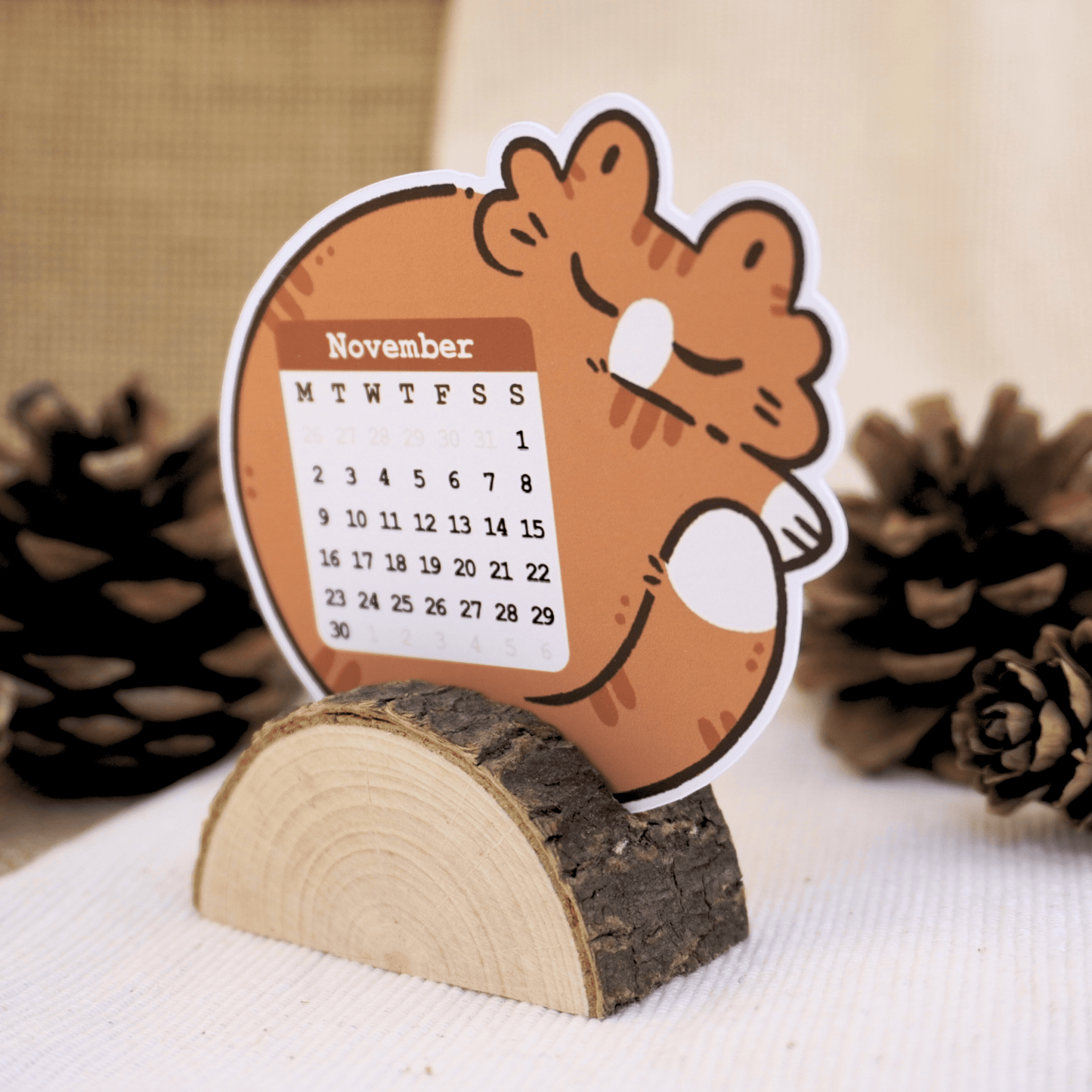 2026 Desk Calendar + Wooden Stand