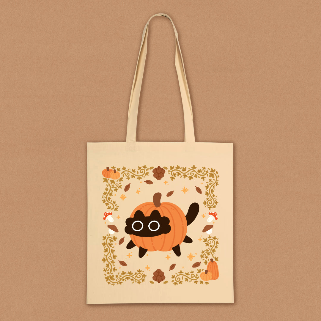 Pumpkin Cat Canvas Totebag