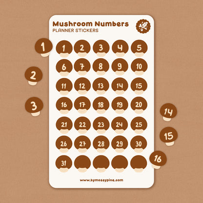 Mushroom Numbers | Journaling Sticker Sheet