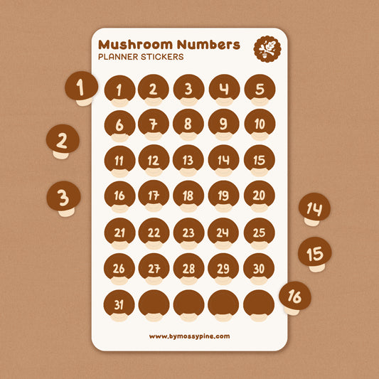 Mushroom Numbers | Journaling Sticker Sheet