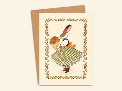 Spring Bunny Greeting Card A6 - Bymossypine