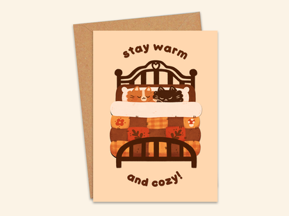 Stay Warm and Cozy Folded Greeting Card A6 - Bymossypine