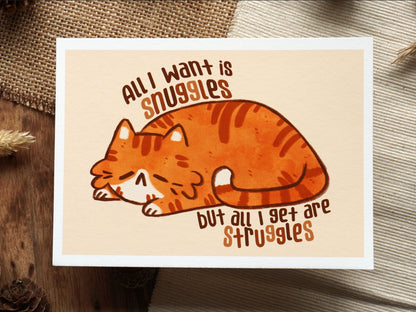 Struggles Cat Art Print - Bymossypine