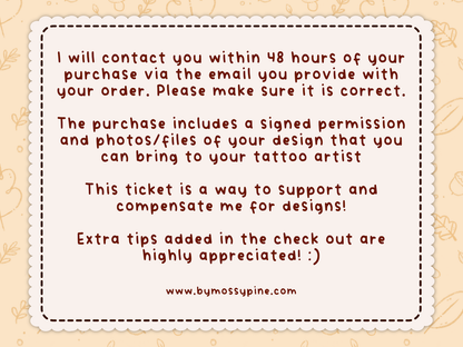 Tattoo Ticket - Single Use Permission Mossypine - Bymossypine