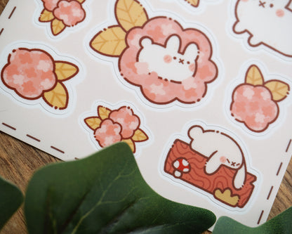 Floral Bunnies Sticker Sheet
