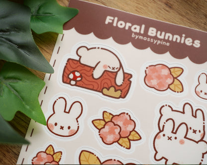 Floral Bunnies Sticker Sheet