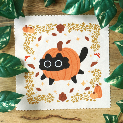 Pumpkin Cat Microfiber Cleaning Cloth
