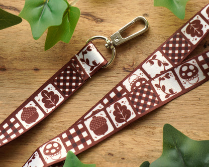Brown Quilted Pattern Lanyard