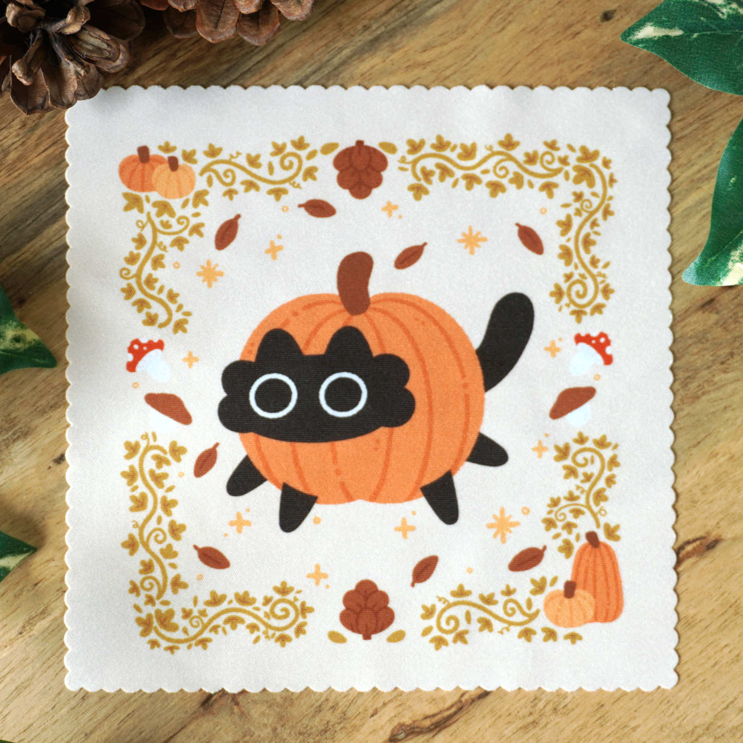 Pumpkin Cat Microfiber Cleaning Cloth