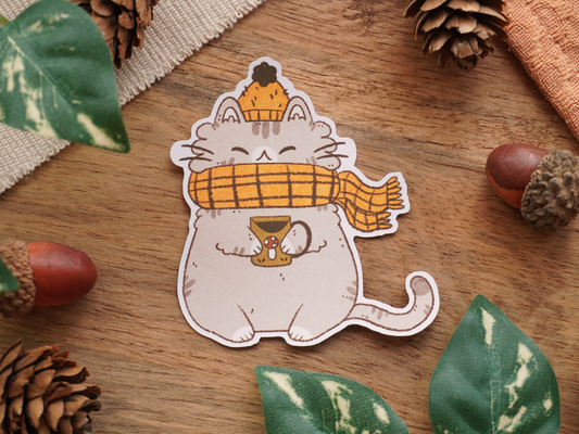 Winter Scarf Cat Sticker - Bymossypine