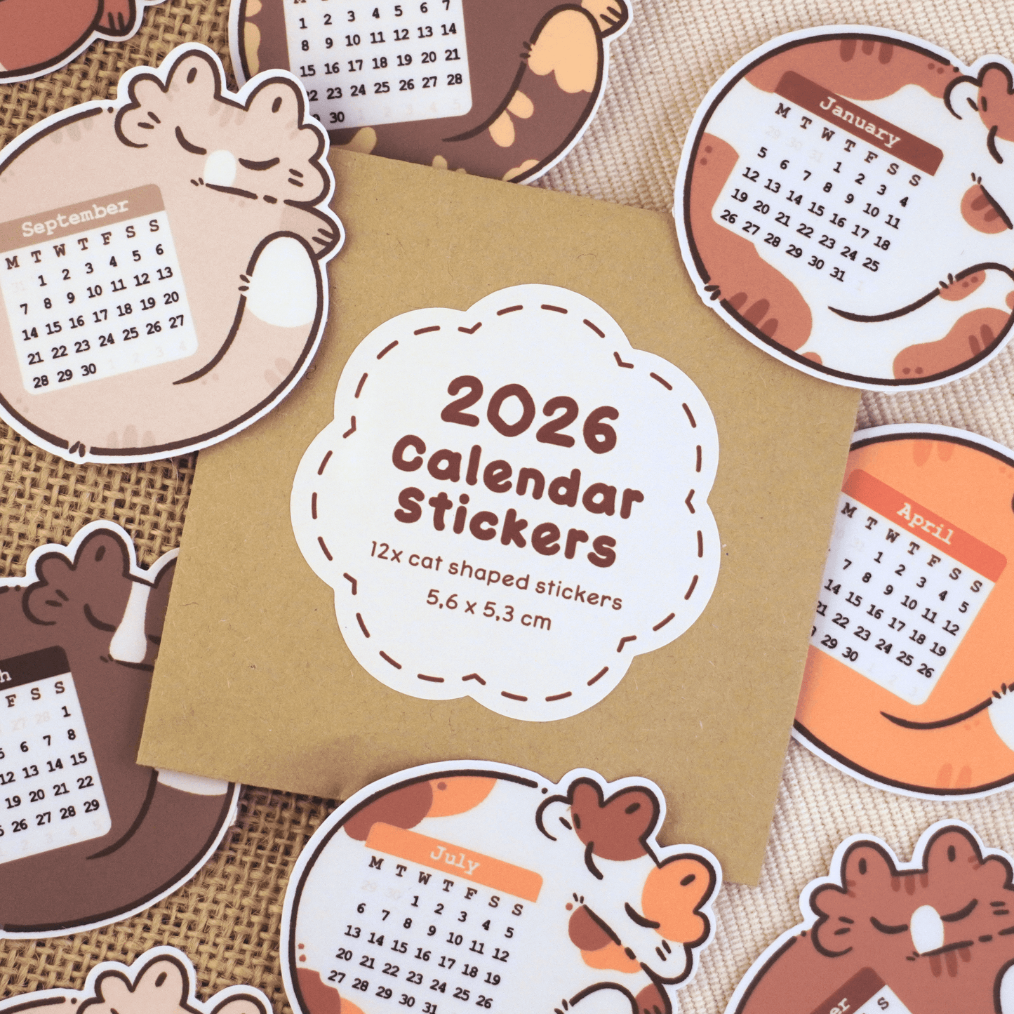 2026 Planner Calendar Cat Stickers