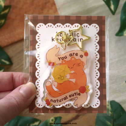 Natural Cutie D20 Cat Acrylic Keychain