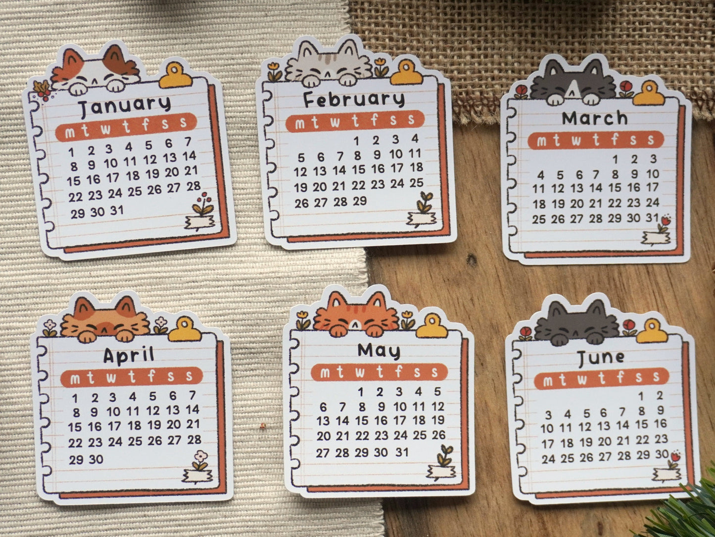 Monthly Calender Stickers 2024